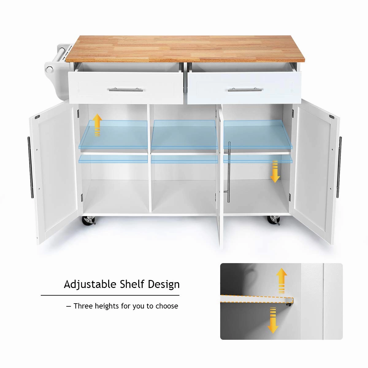 Giantex Kitchen Island Cart , 2 Drawers, 3 Door Cabinet