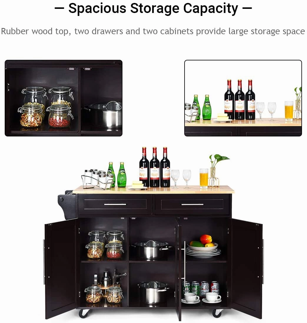 Giantex Kitchen Island Cart , 2 Drawers, 3 Door Cabinet