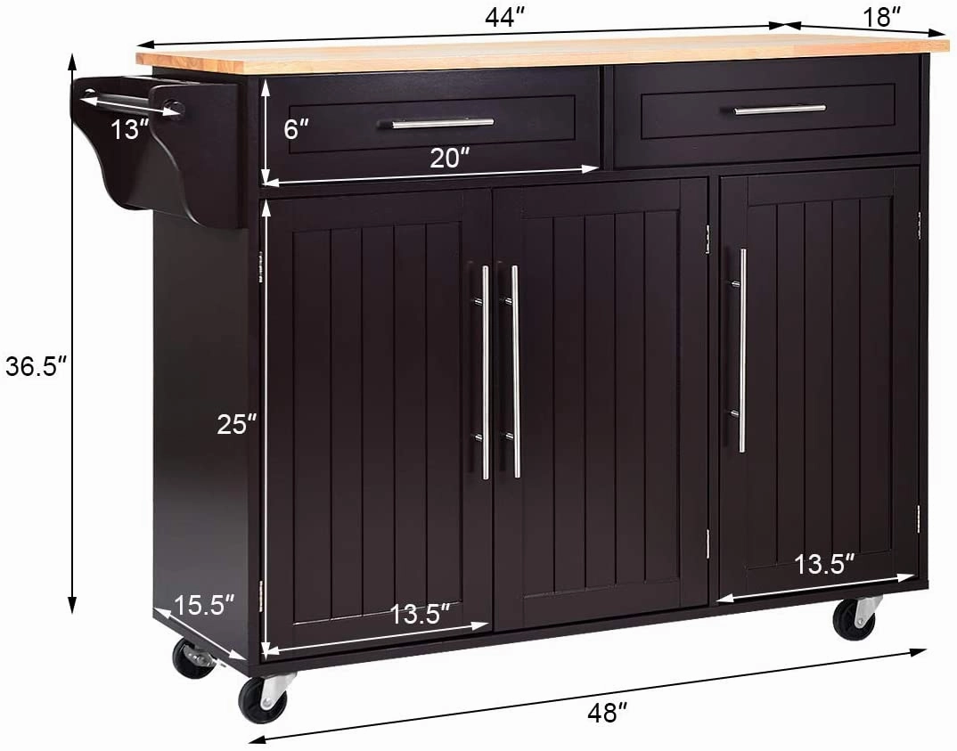 Giantex Kitchen Island Cart , 2 Drawers, 3 Door Cabinet