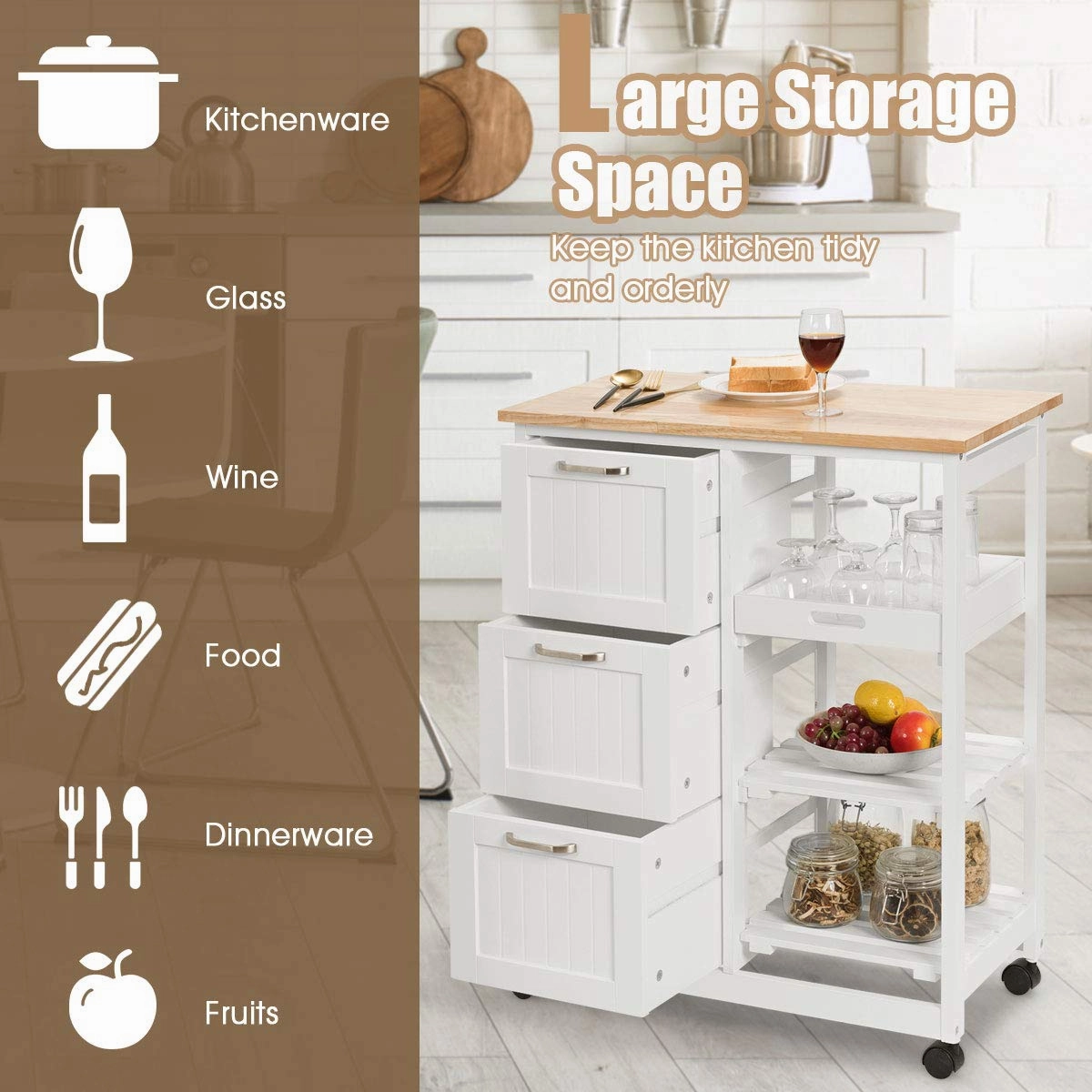Giantex Kitchen Island Cart, Home Bar Serving Cart