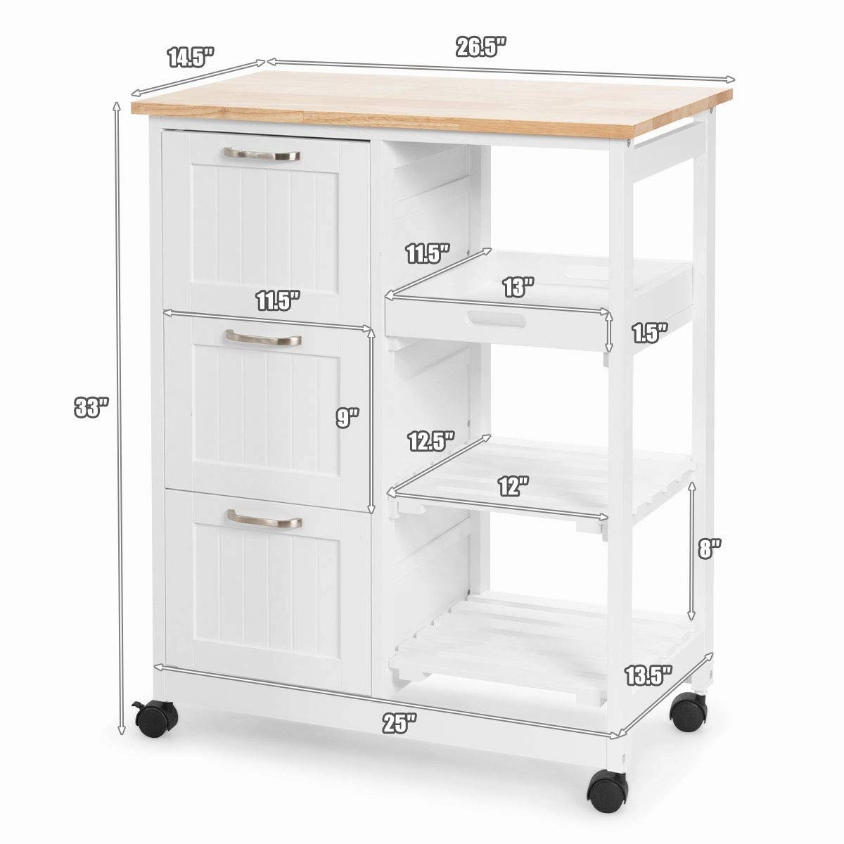 Giantex Kitchen Island Cart, Home Bar Serving Cart