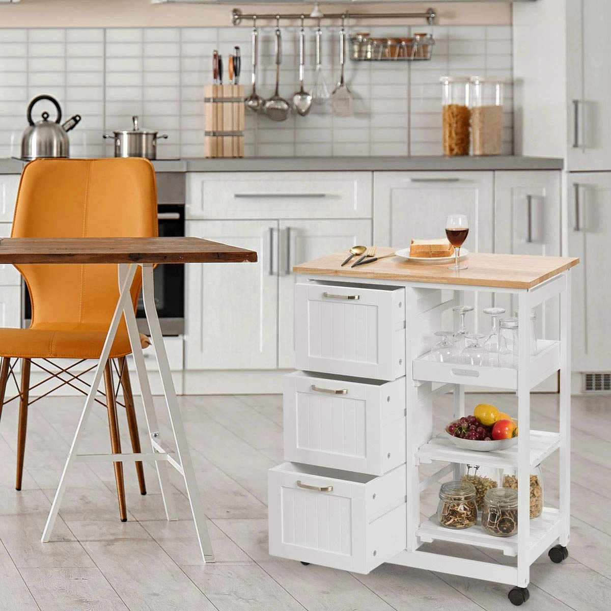 Giantex Kitchen Island Cart, Home Bar Serving Cart