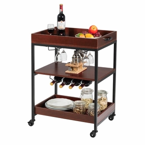 Giantex Kitchen Island Cart Rolling Industrial Style, Rustic Brown kitchen towel, placemats