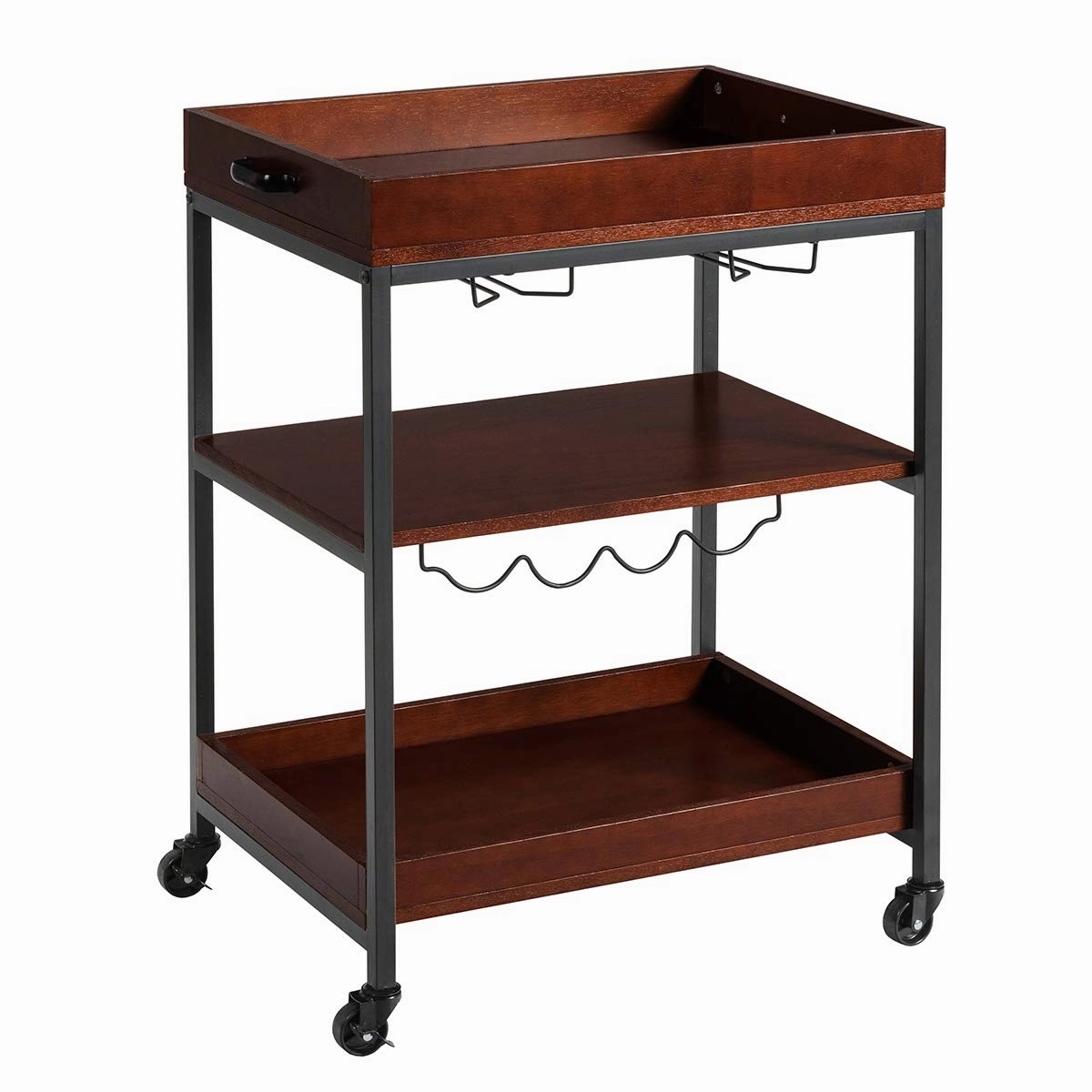 Giantex Kitchen Island Cart Rolling Industrial Style, Rustic Brown