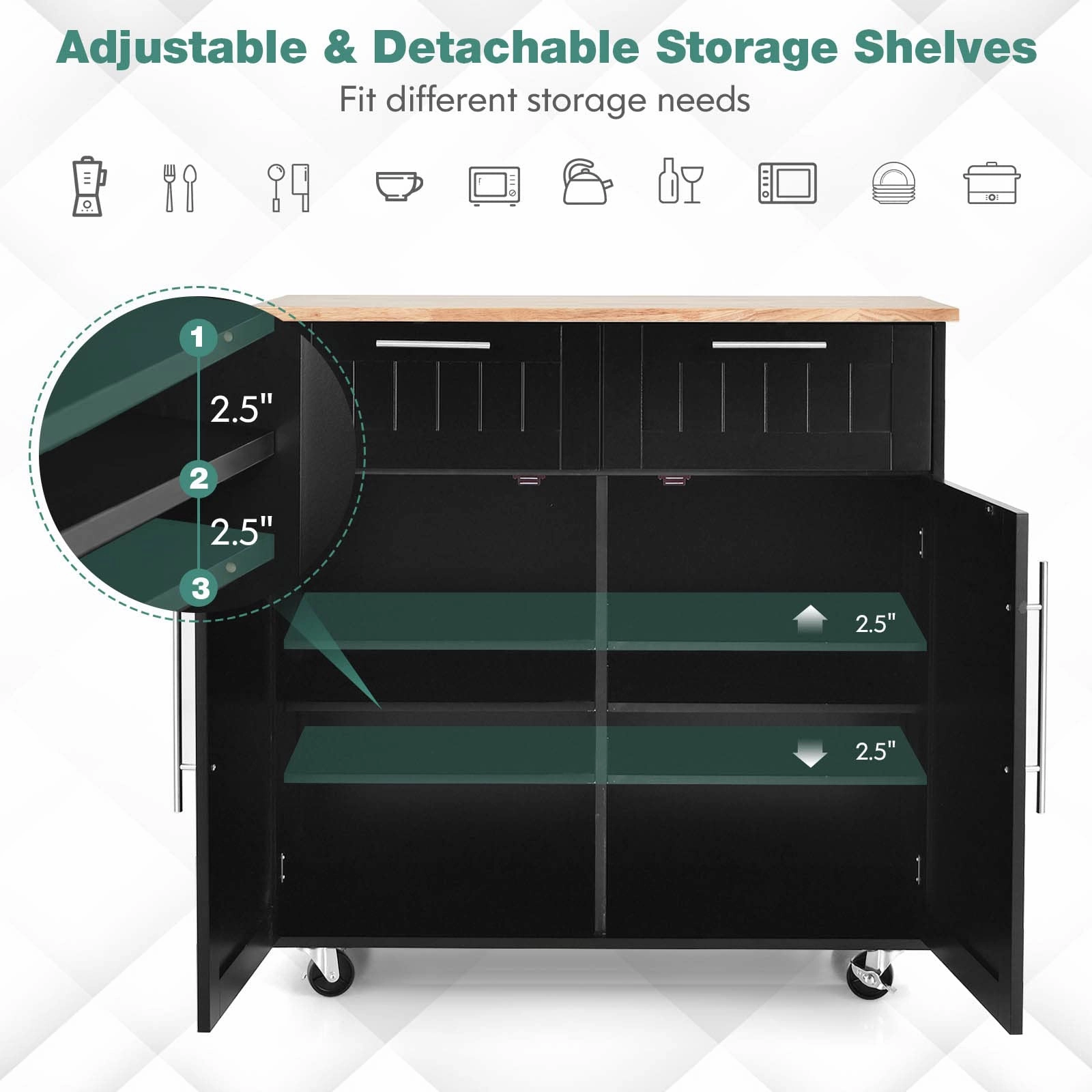 Giantex Kitchen Island Cart Rolling Storage Trolley Cart