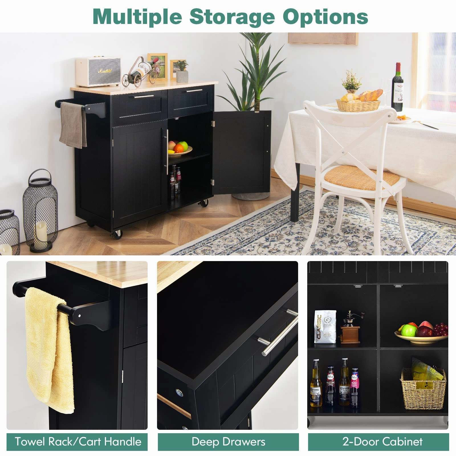 Giantex Kitchen Island Cart Rolling Storage Trolley Cart