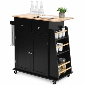 Giantex Kitchen Island Cart, Rolling Wood Trolley with Storage Cabinet kitchen towel, placemats