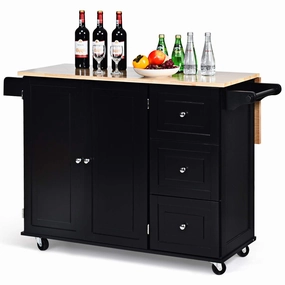 Giantex Kitchen Island Cart with Drop-Leaf Tabletop kitchen towel, placemats