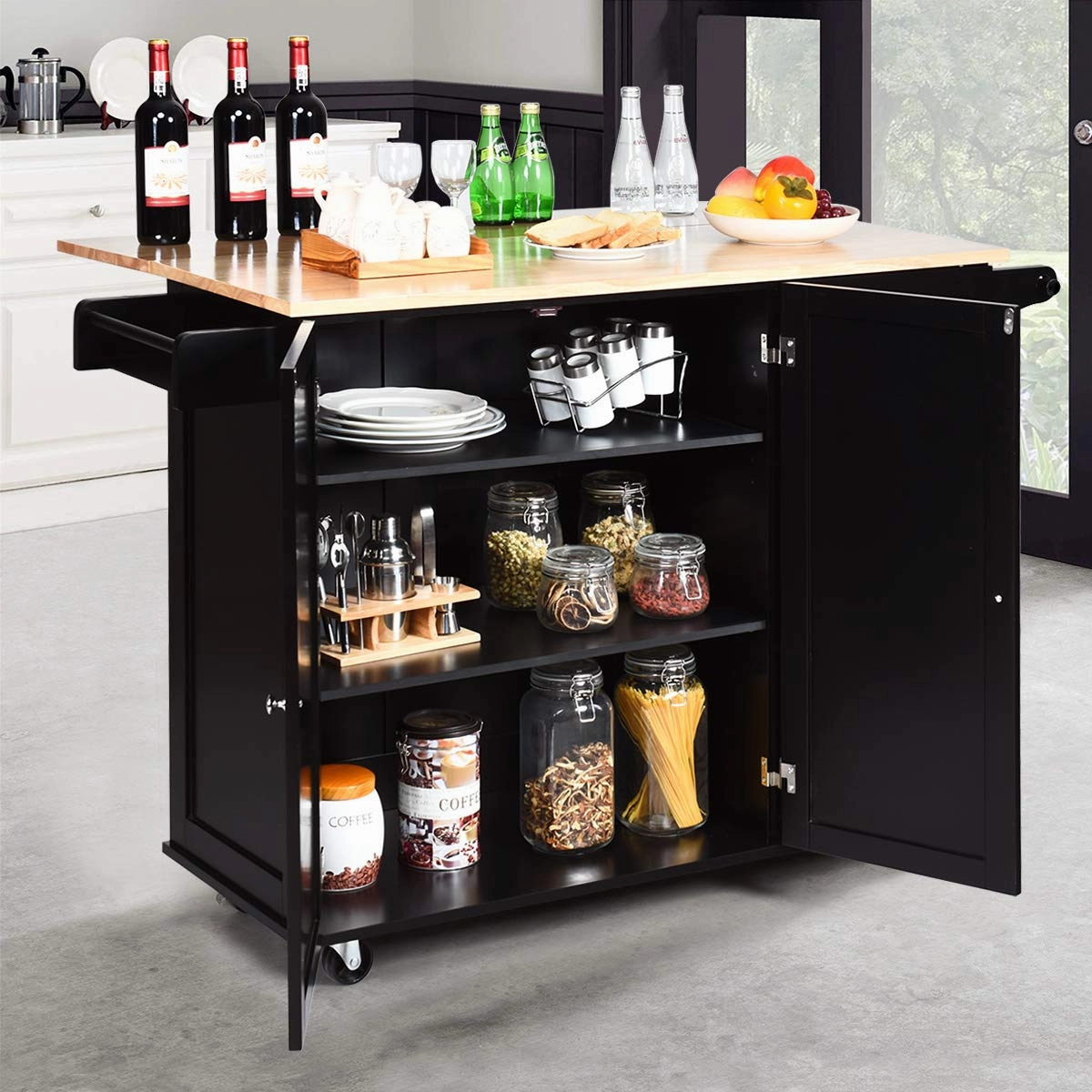 Giantex Kitchen Island Cart with Drop-Leaf Tabletop