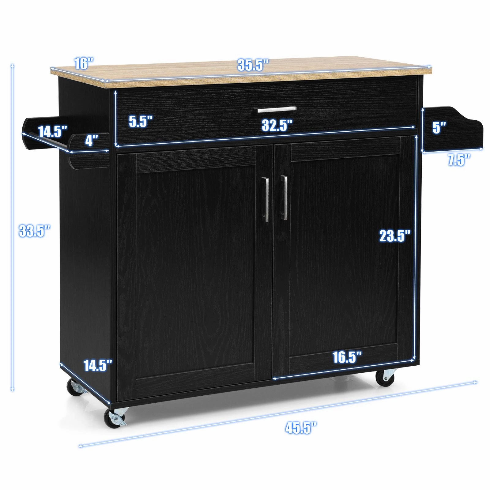 Giantex Kitchen Island, Rolling Kitchen Cart with Spice and Towel Rack, Large Drawer & 2-Door Storage Cabinet