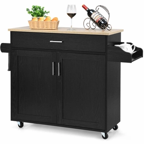 Giantex Kitchen Island, Rolling Kitchen Cart with Spice and Towel Rack, Large Drawer & 2-Door Storage Cabinet kitchen towel, placemats