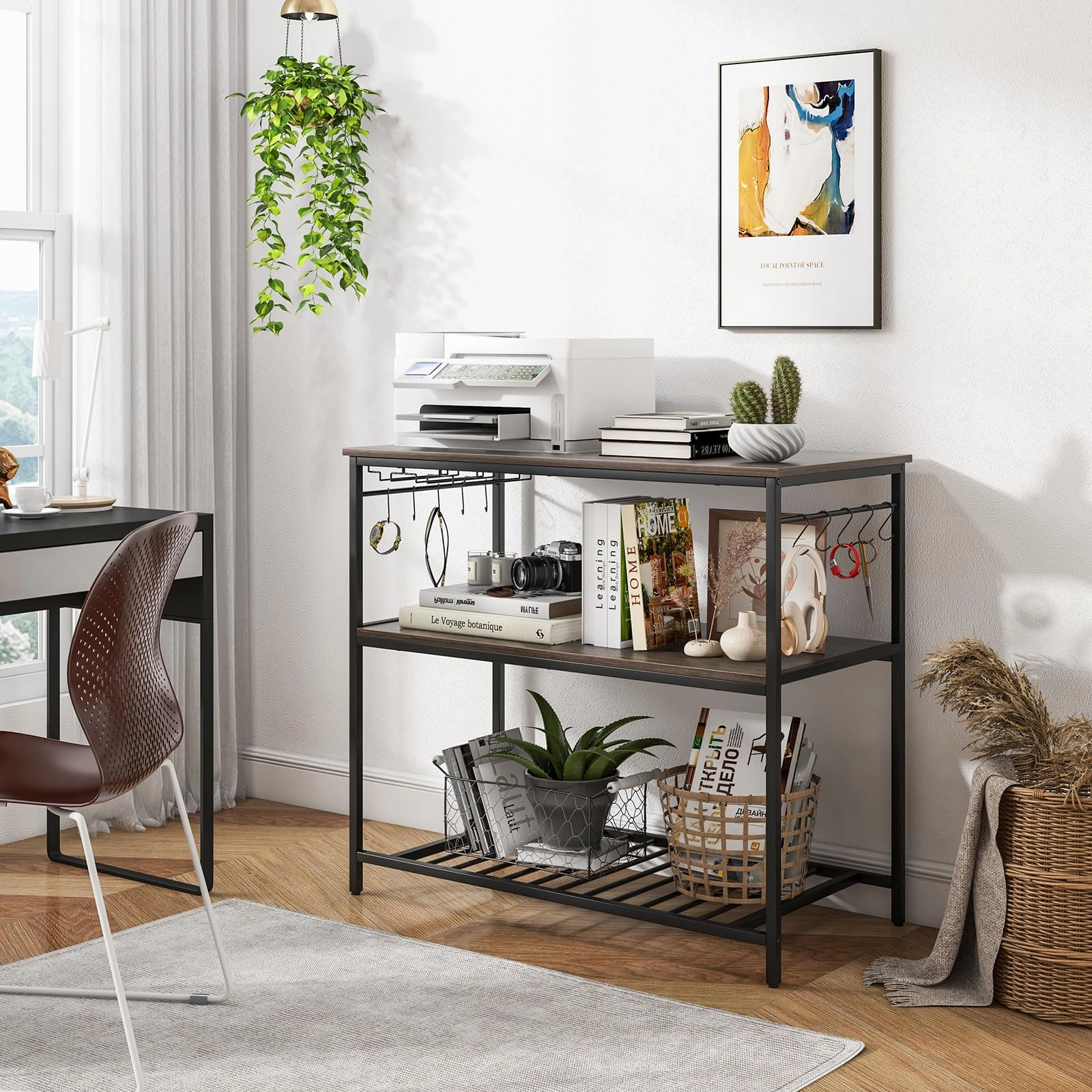 Giantex Kitchen Island with 3 Tier Storage Shelves, 48 Inch Baker Rack with Spacious Worktop