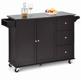 Giantex Kitchen Island with Stainless Steel Countertop, Dark Brown kitchen towel, placemats