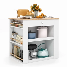 Giantex Kitchen Island with Storage, 2-Door Buffet Cabinet, 6-Tier Spice Racks, Drawer, Shelves kitchen towel, placemats