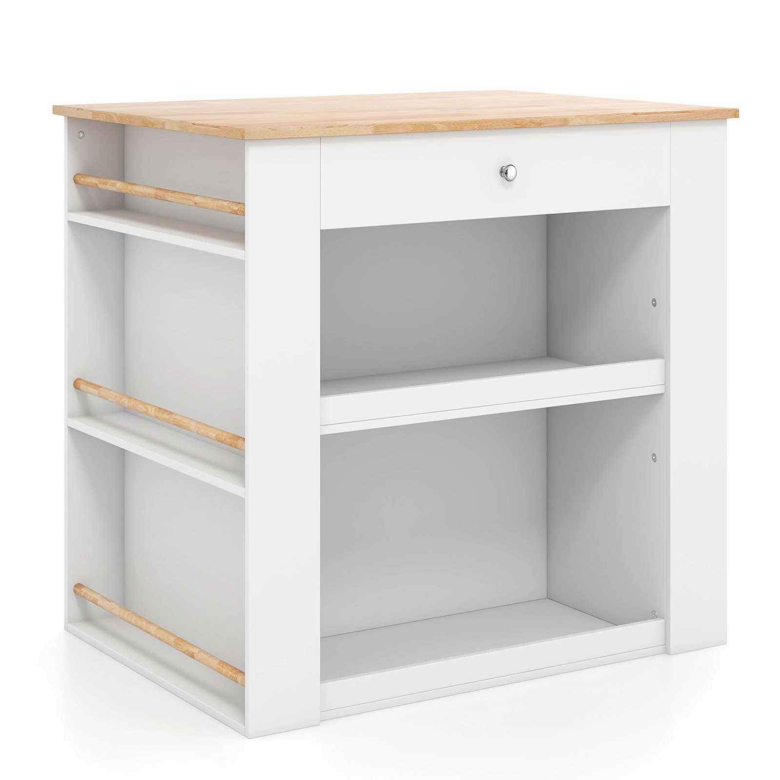 Giantex Kitchen Island with Storage, 2-Door Buffet Cabinet, 6-Tier Spice Racks, Drawer, Shelves