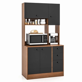 Giantex Kitchen Pantry, Buffet Hutch with 3 Storage Cabinet, 71'' Floor Large Cupboard with 3 Deep Drawers kitchen towel, placemats