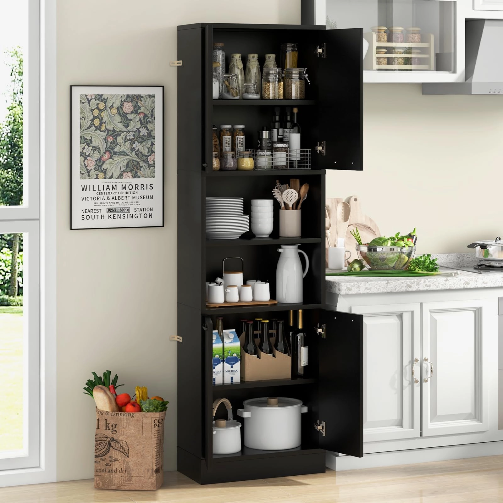 Giantex Kitchen Pantry Cabinet, 75 Tall Freestanding Cupboard with Doors & Shelves