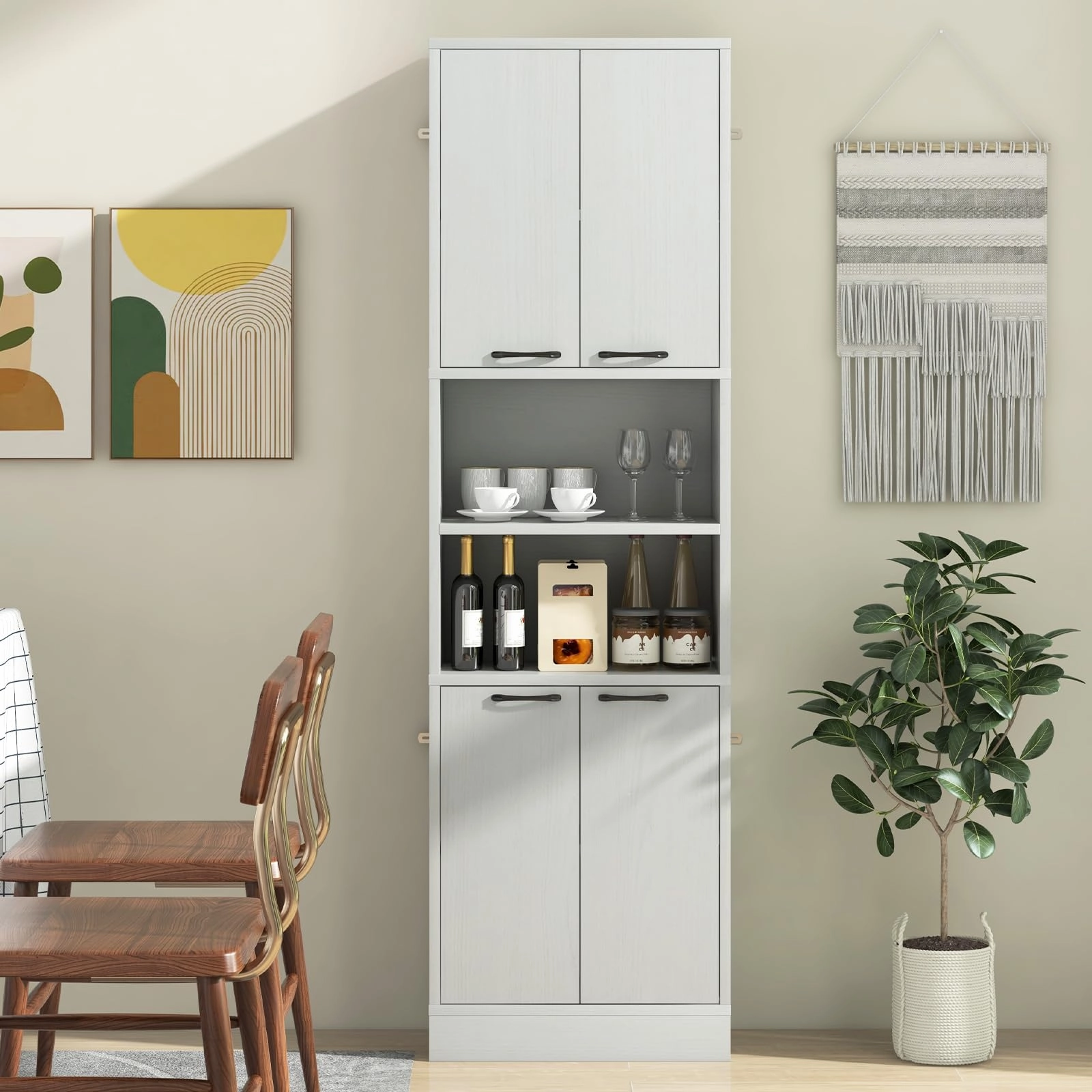 Giantex Kitchen Pantry Cabinet, 75 Tall Freestanding Cupboard with Doors & Shelves