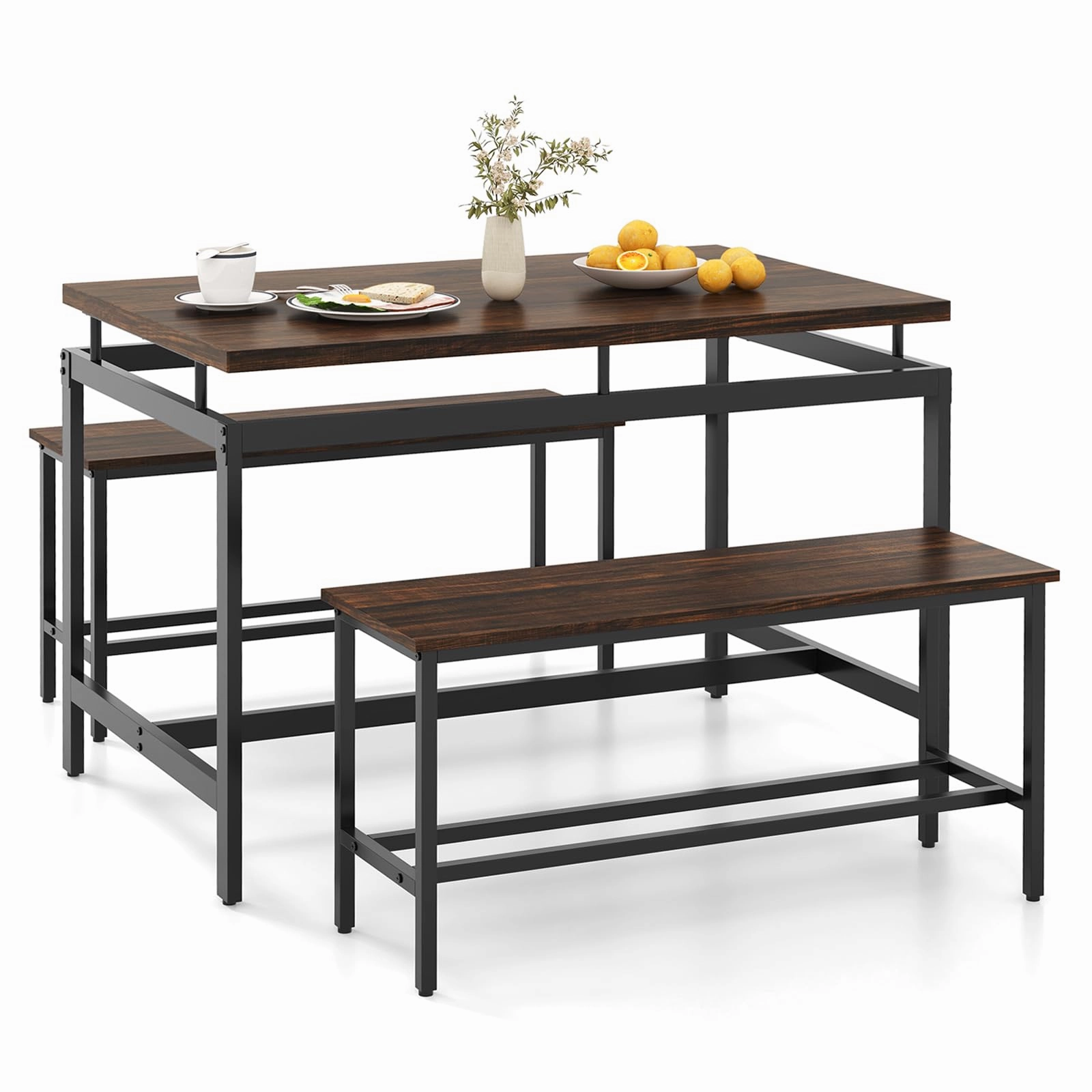 Giantex Kitchen Table Chairs Set of 3 - Dining Table Set for 4 with 2 Benches kitchen towel, placemats