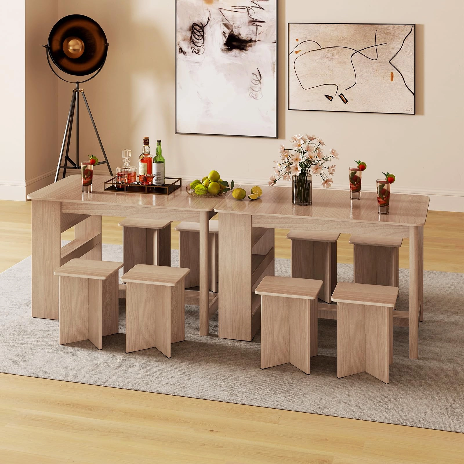 Giantex Kitchen Table Set for 4 with Side Storage Shelf