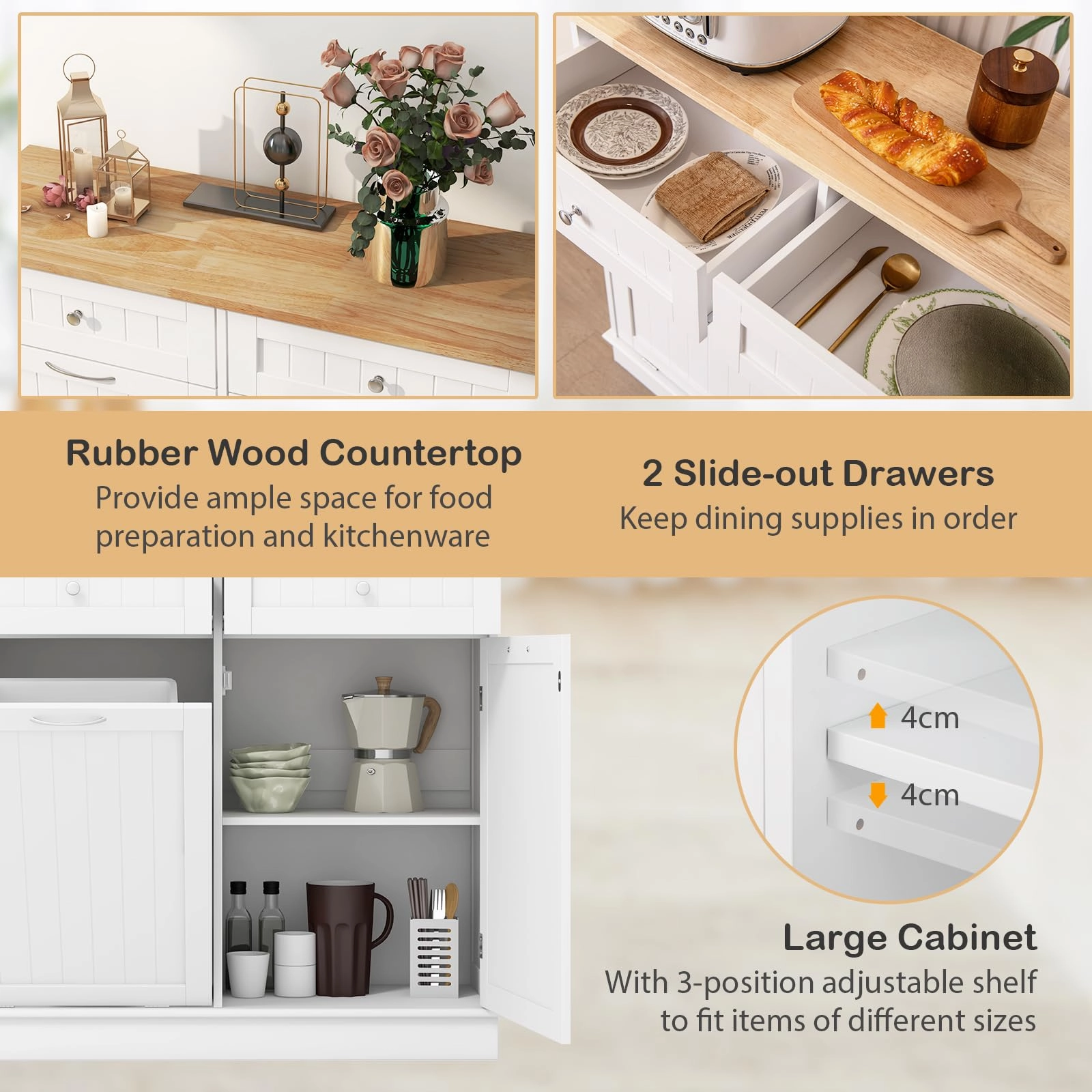 Giantex Kitchen Trash Cabinet, Kitchen Island with Tilt Out Garbage Bin