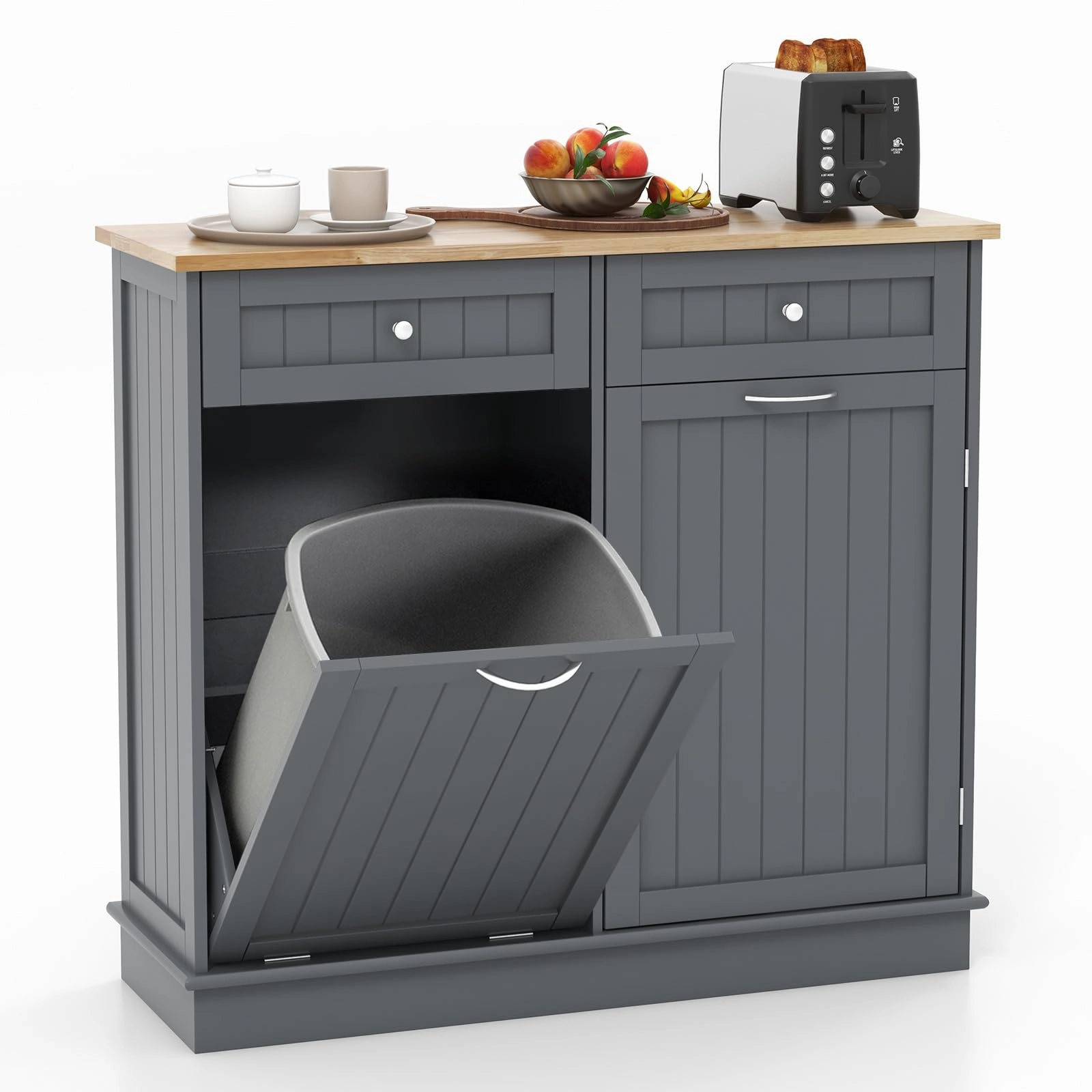 Giantex Kitchen Trash Cabinet, Kitchen Island with Tilt Out Garbage Bin