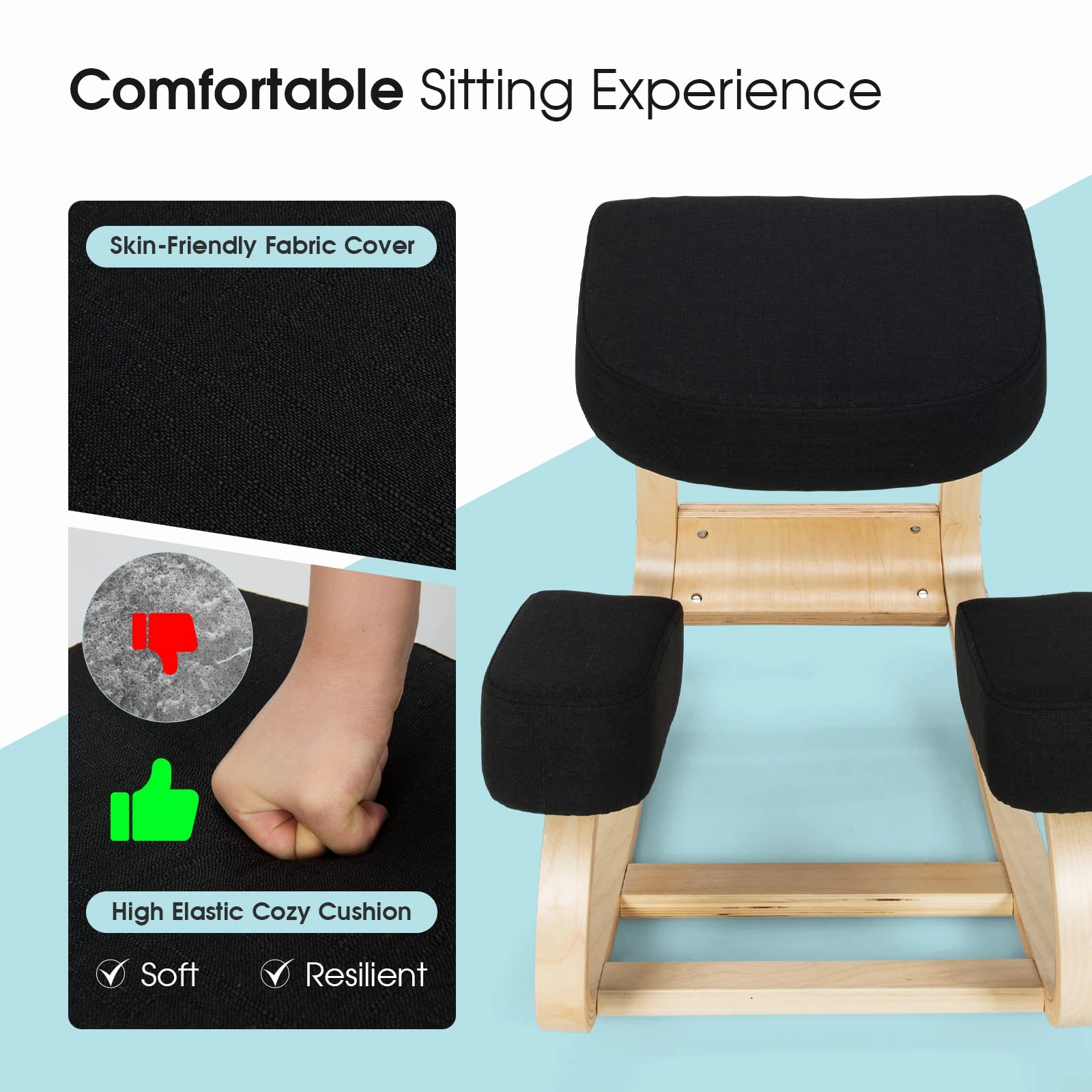 Giantex Kneeling Chair, Wood Posture Chair w/Soft Cushion