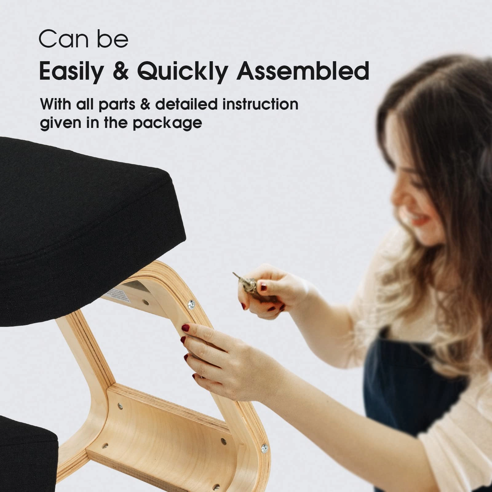 Giantex Kneeling Chair, Wood Posture Chair w/Soft Cushion