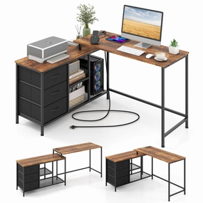 Giantex L Shaped Computer Desk with Drawers outdoor dining set, patio table