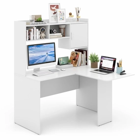 Giantex L Shaped Desk with Hutch, Corner Computer Desk with Storage Shelf & Cabinet outdoor dining set, patio table