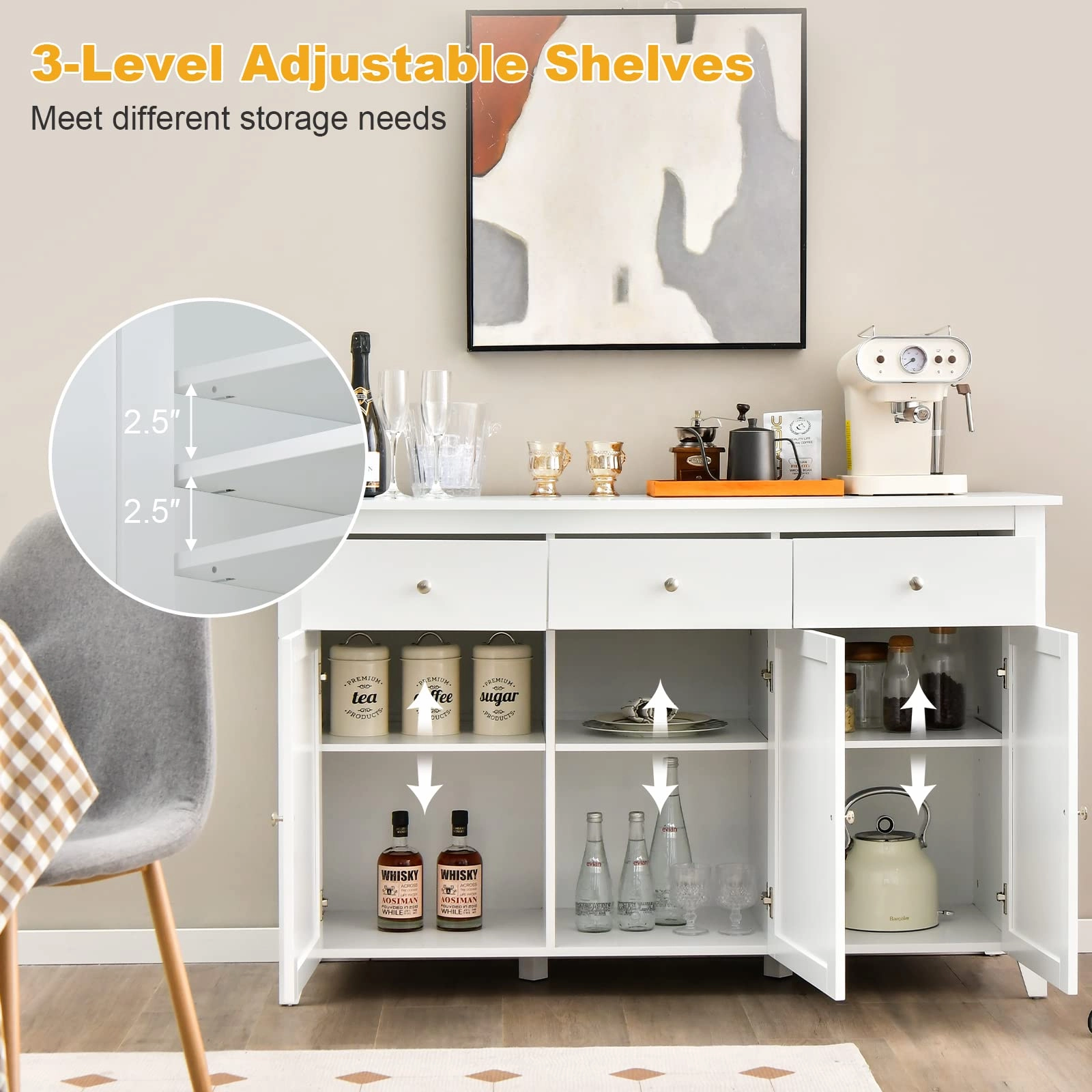 Giantex Large Buffet Cabinet with 3 Storage Drawers