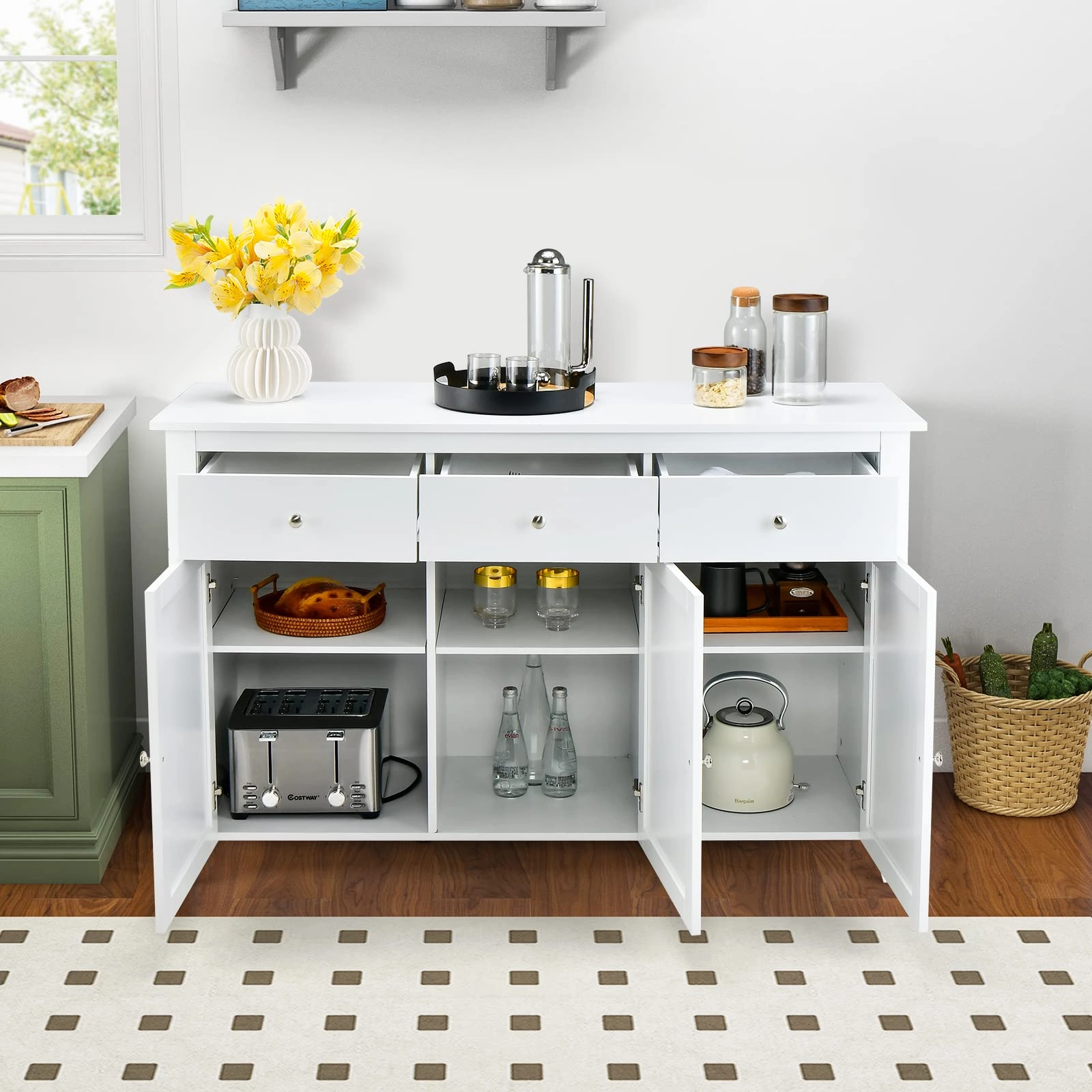 Giantex Large Buffet Cabinet with 3 Storage Drawers