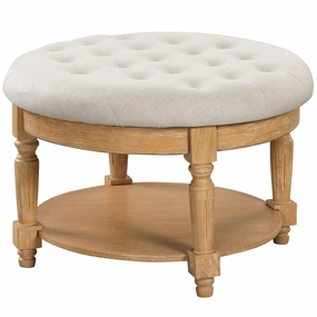 Giantex Large Ottoman Coffee Table - 29 inch Oversized Round Ottoman with Storage Shelf, Flip up Top, Wood Legs console table, hallway table