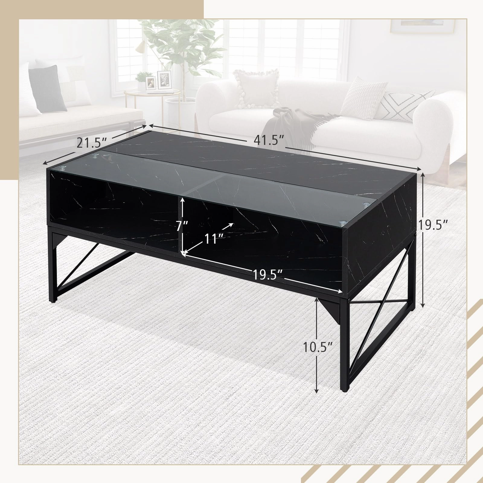 Giantex LED Coffee Table, High Gloss Coffee Tables with 4 Storage Cubes