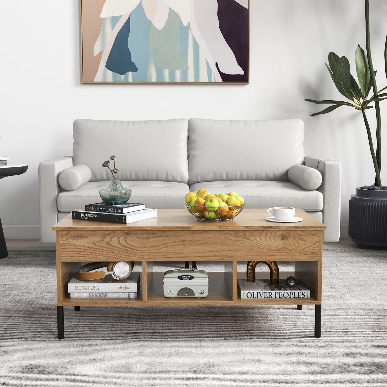 Giantex Lift Top Coffee Table - Living Room Center Table with Lifting Tabletop, Natural