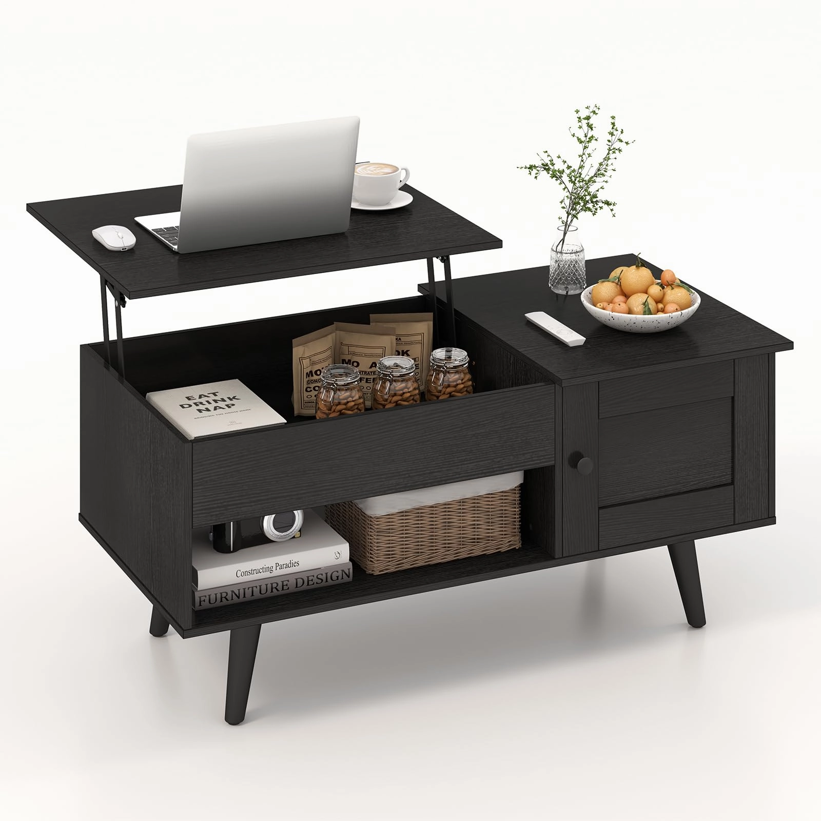 Giantex Lift Top Coffee Table, Modern Cocktail Table with Hidden Compartment, Open Shelf & Cabinet console table, hallway table