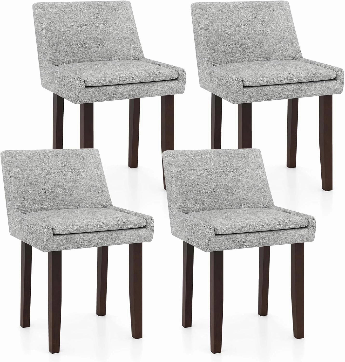 Giantex Linen Upholstered Accent Chairs w/Mid Back & Cushioned Seat
