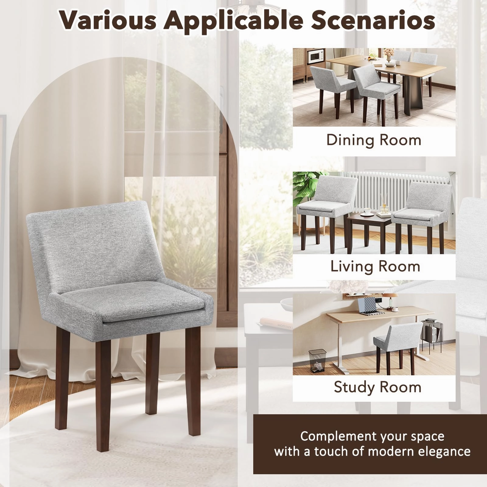 Giantex Linen Upholstered Accent Chairs w/Mid Back & Cushioned Seat