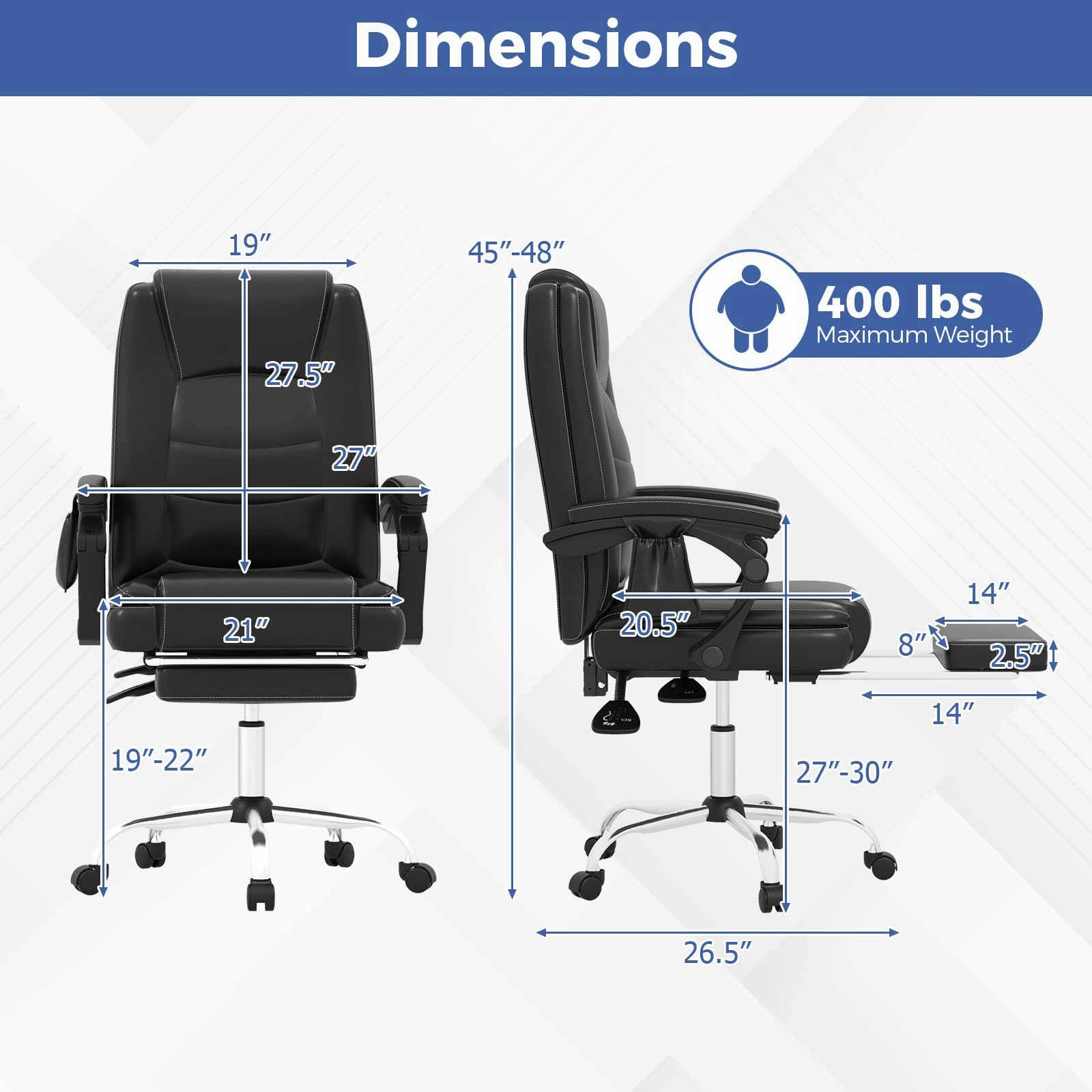 Giantex Massage Adjustable Executive Chair - 400 LBS Big and Tall Office Chair with Linkage Armrests