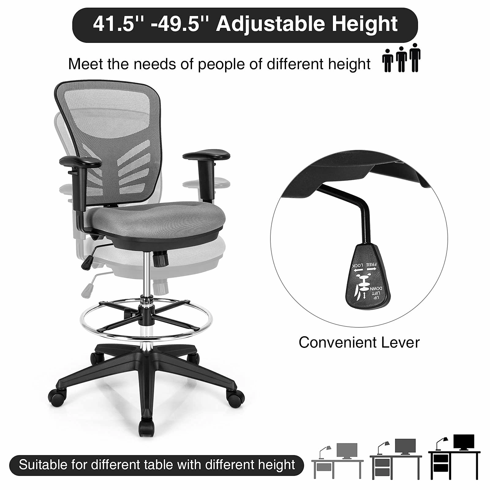 Giantex Mesh Drafting Chair, Standing Desk Chair
