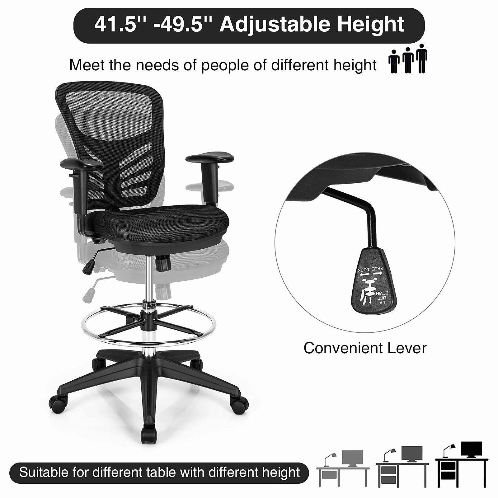 Giantex Mesh Drafting Chair, Standing Desk Chair