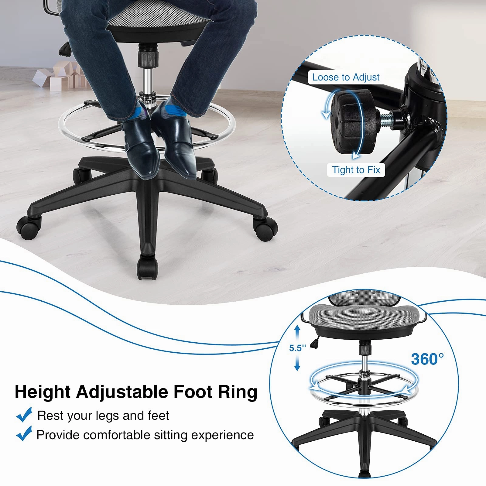 Giantex Mesh Drafting Chair, Standing Desk Chair