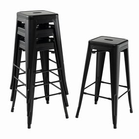 Giantex Metal Backless Bar Stools Set of 4, 30" Bar Height Modern Industrial Barstools w/Cut-out Handle kitchen towel, placemats