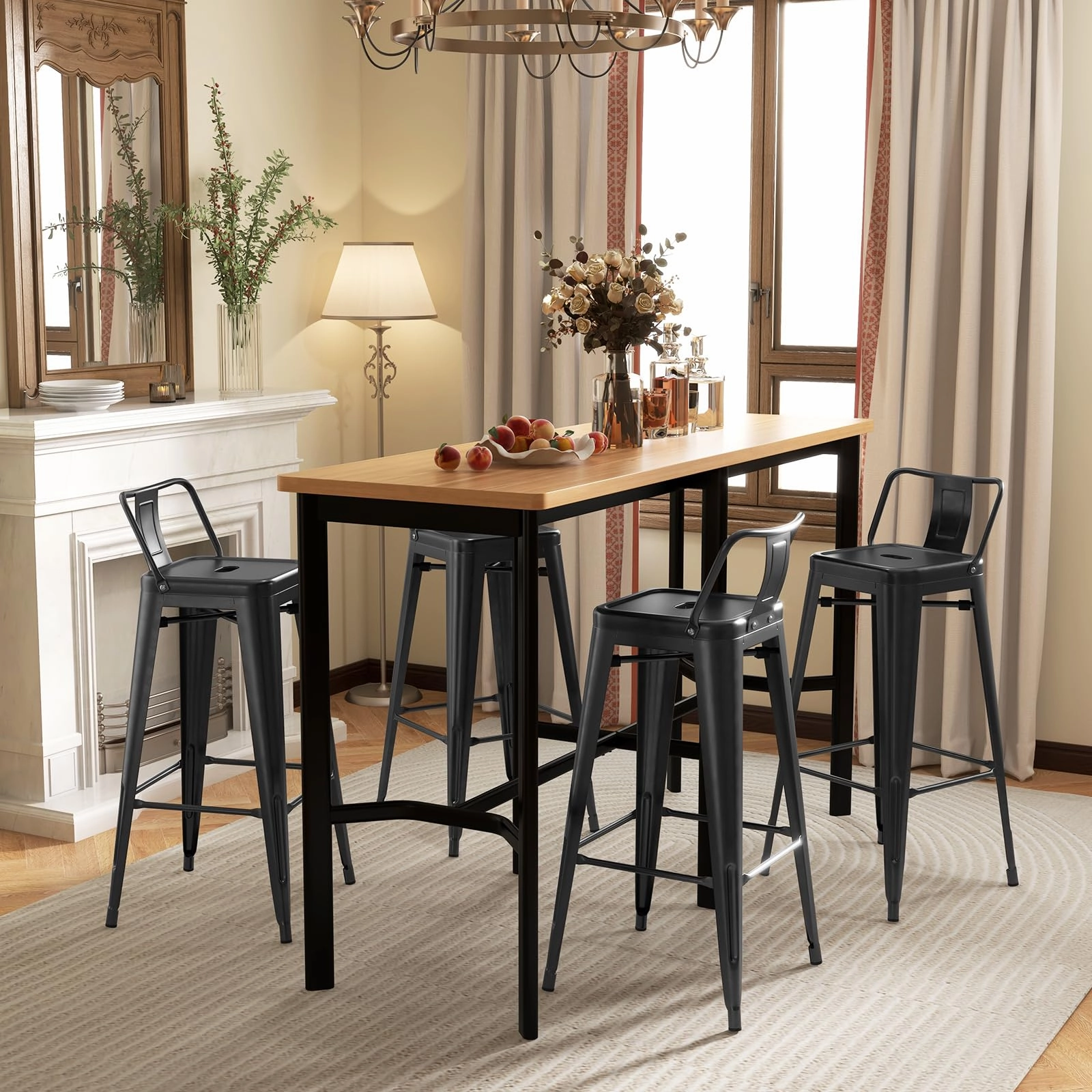 Giantex Metal Bar Stools Set of 4 for Kitchen Island