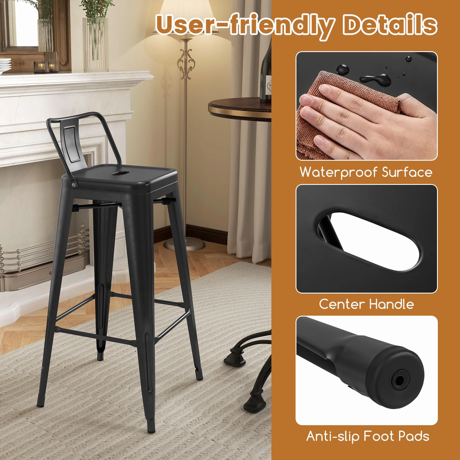 Giantex Metal Bar Stools Set of 4 for Kitchen Island