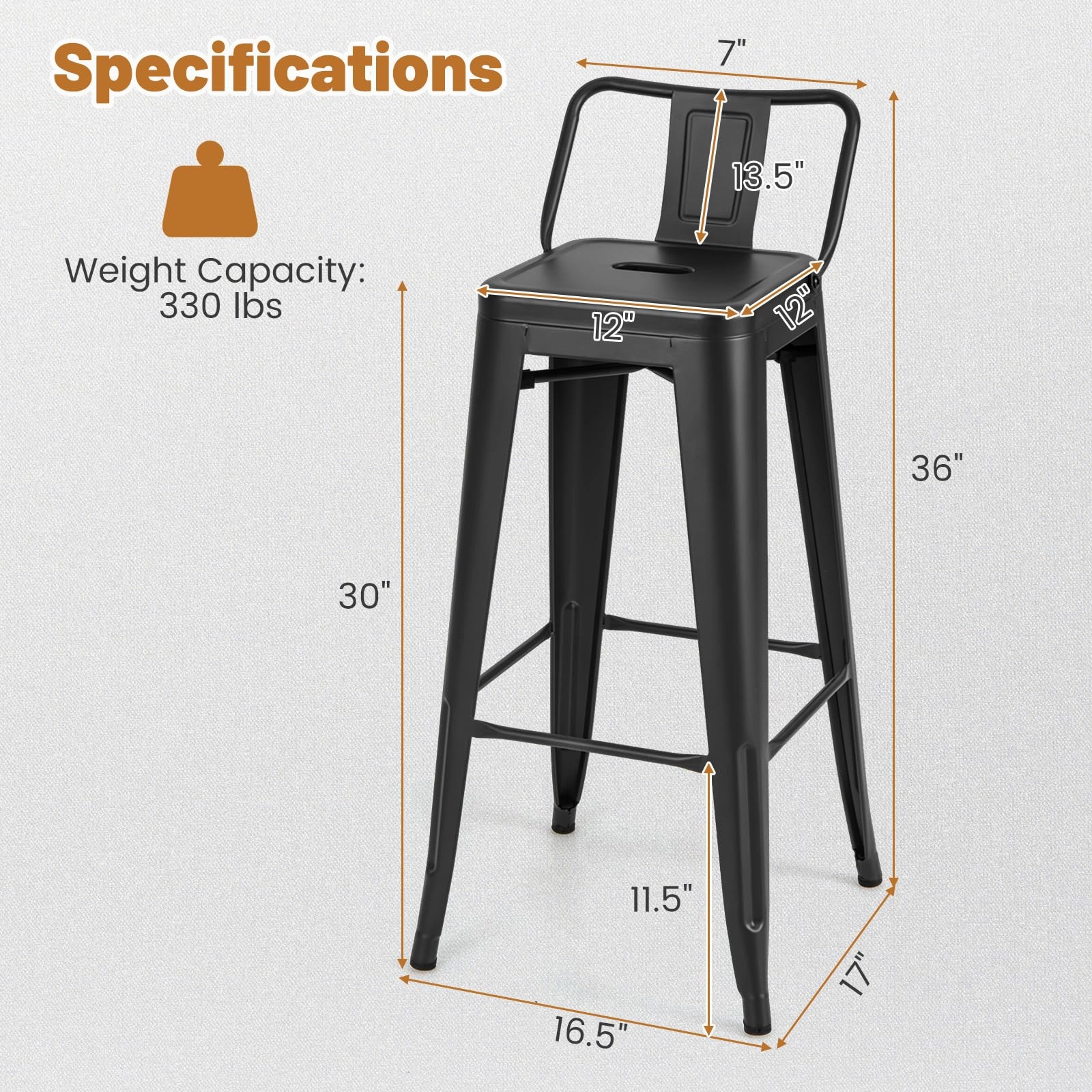 Giantex Metal Bar Stools Set of 4 for Kitchen Island