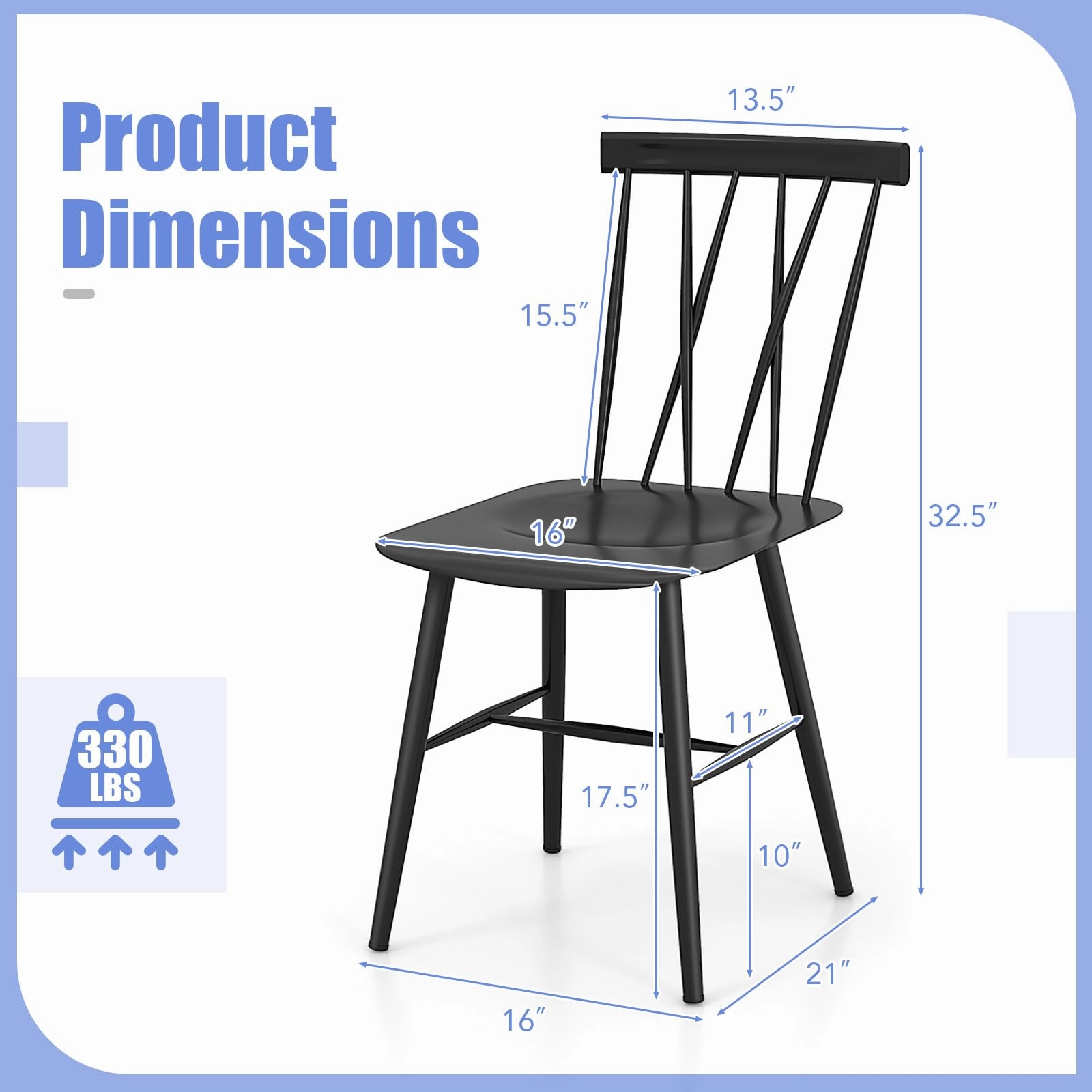 Giantex Metal Dining Chairs Set, Farmhouse Kitchen Chairs w/High Cross Backrest & Curved Seat