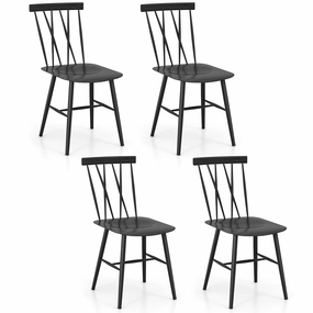 Giantex Metal Dining Chairs Set, Farmhouse Kitchen Chairs w/High Cross Backrest & Curved Seat kitchen towel, placemats