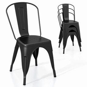 Giantex Metal Dining Chairs Set of 4, Farmhouse Kitchen Chairs with Removable Backrest kitchen towel, placemats