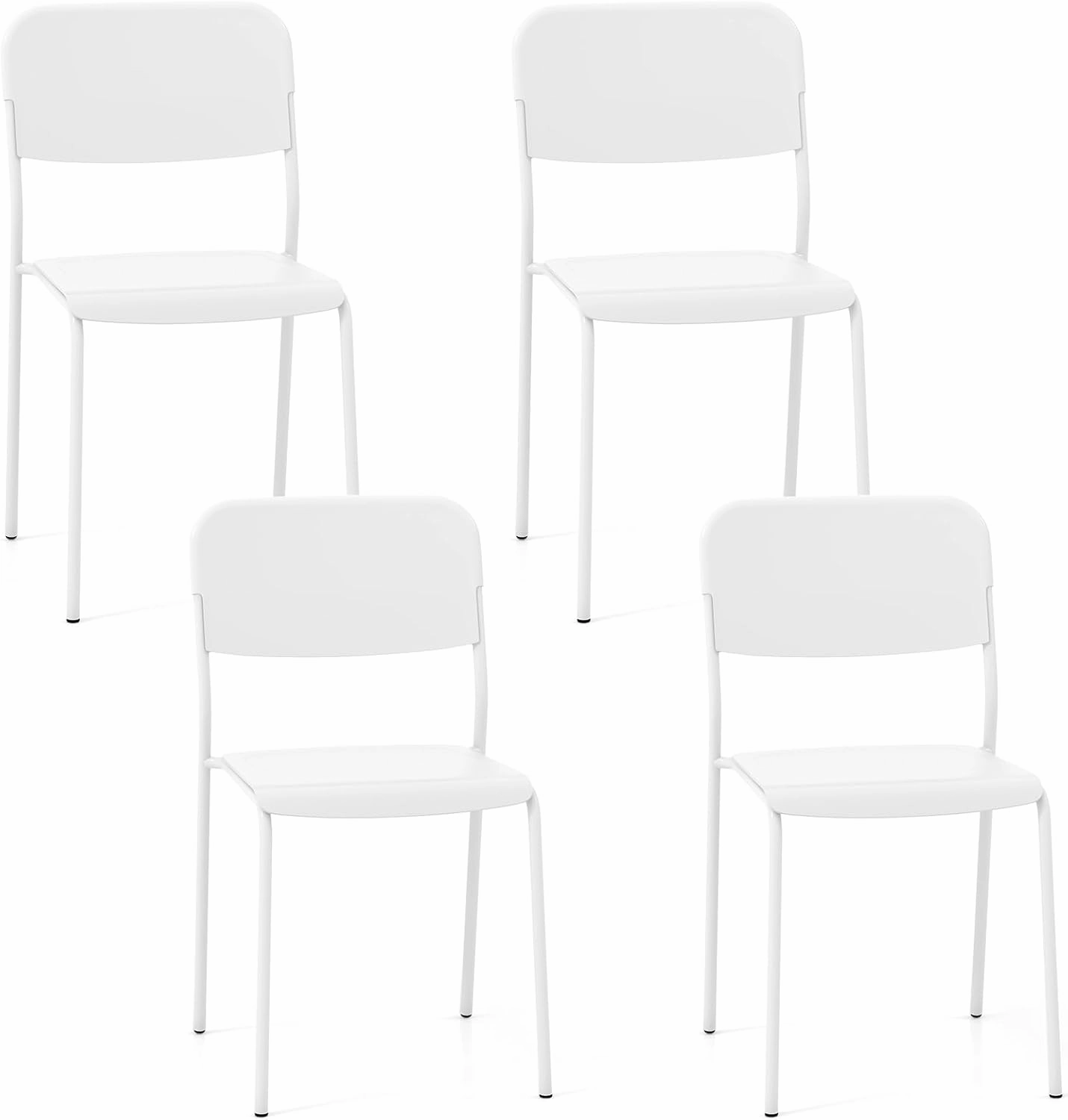 Giantex Metal Dining Chairs Set of 4, Stackable Lightweight Kitchen Chairs w/Tilted Backrest & Sturdy Metal Legs